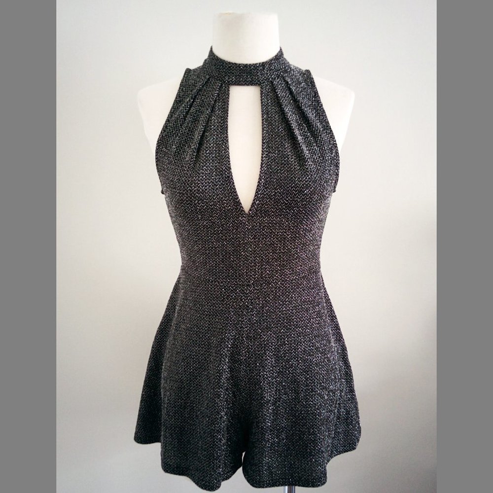 Topshop Romper in Shimmering Dark Grey/Black